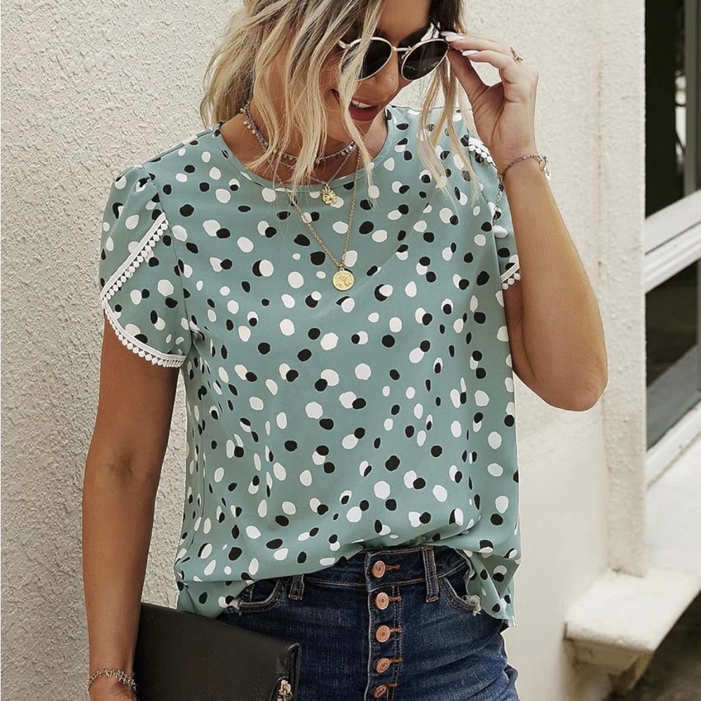 Polka Dot Green Women's Top 🔥